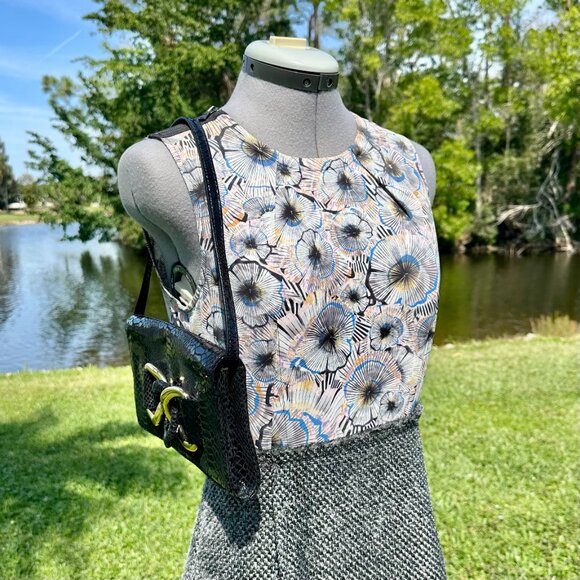 MICHAEL Michael Kors Snakeskin Leather Gold Chain Evening Bag Clutch Black EUC - Picture 5 of 16